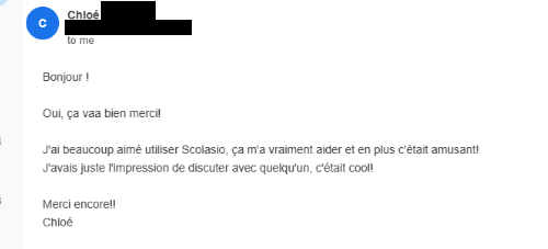 Message de Chloé R.